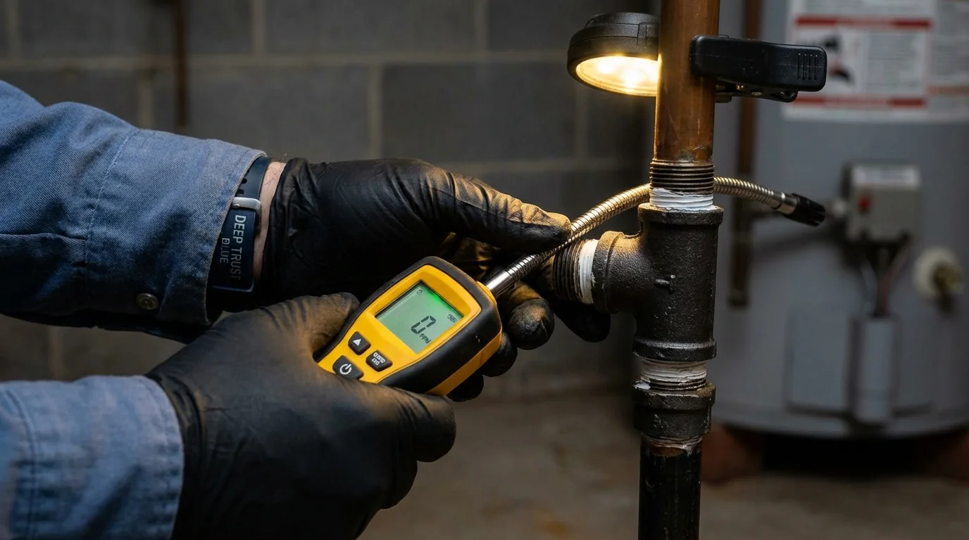 Gas leak detection with electronic sniffer by Johns Plumbing LLC in Brookville